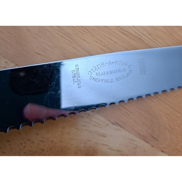 VTG Guide-a-Knife Carving Set 2 Pc Stainless Faux Stag Horn Sheffield England - Picture 7 of 7